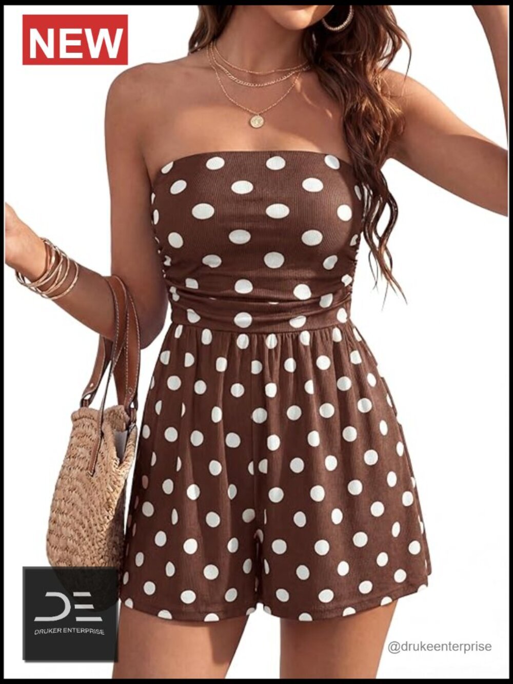 Strapless Printed Tube Boho Wide Leg Beach Short Jumpsuit Romper
